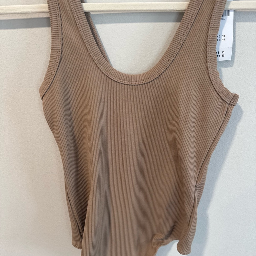NWT Abercrombie & Fitch Light Brown Ribbed Bodysuit - Picture 2 of 7